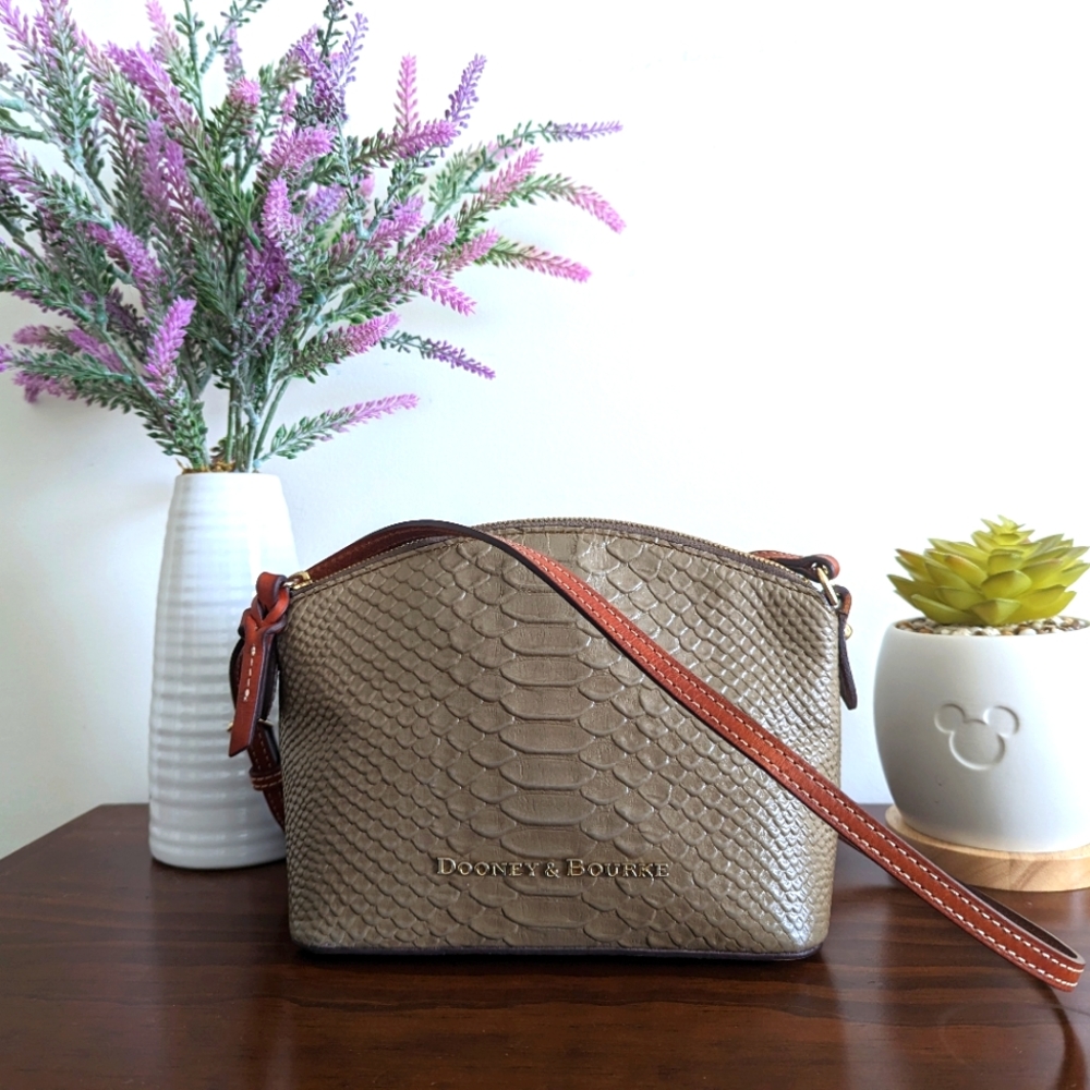EUC Dooney and Bourke mini domed elephant color snakeskin crossbody